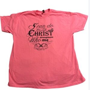 Philippians 4:13 Pink Tee. “I can do all things…” Size XL. like NEW!